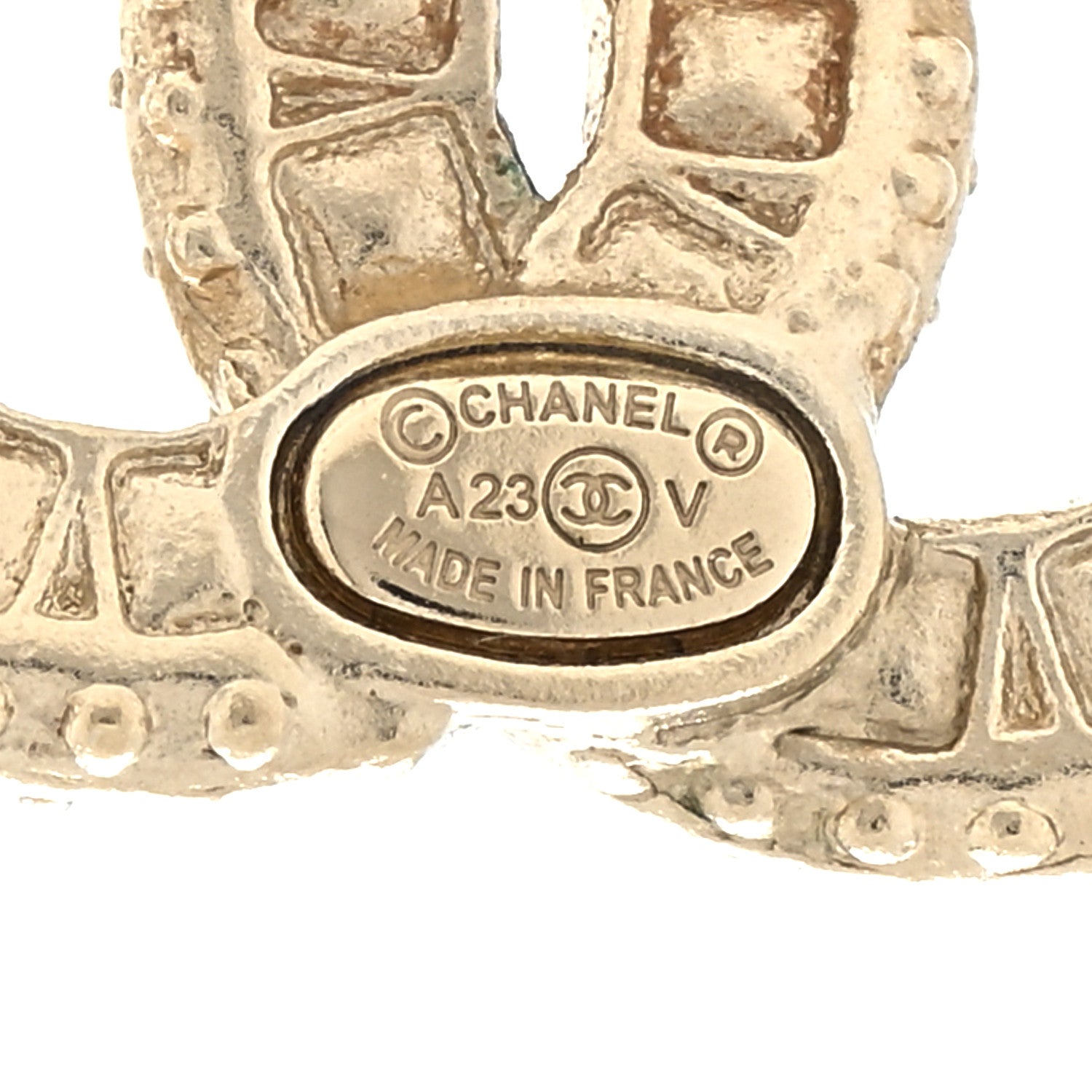 Chanel Crystal Timeless CC Earrings Light Gold 4 of 4