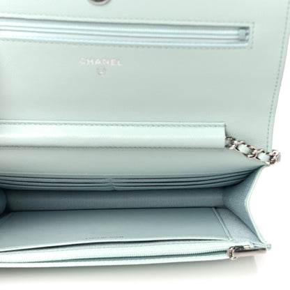 Chanel Caviar Quilted Wallet On Chain WOC Light Blue 5 of 12