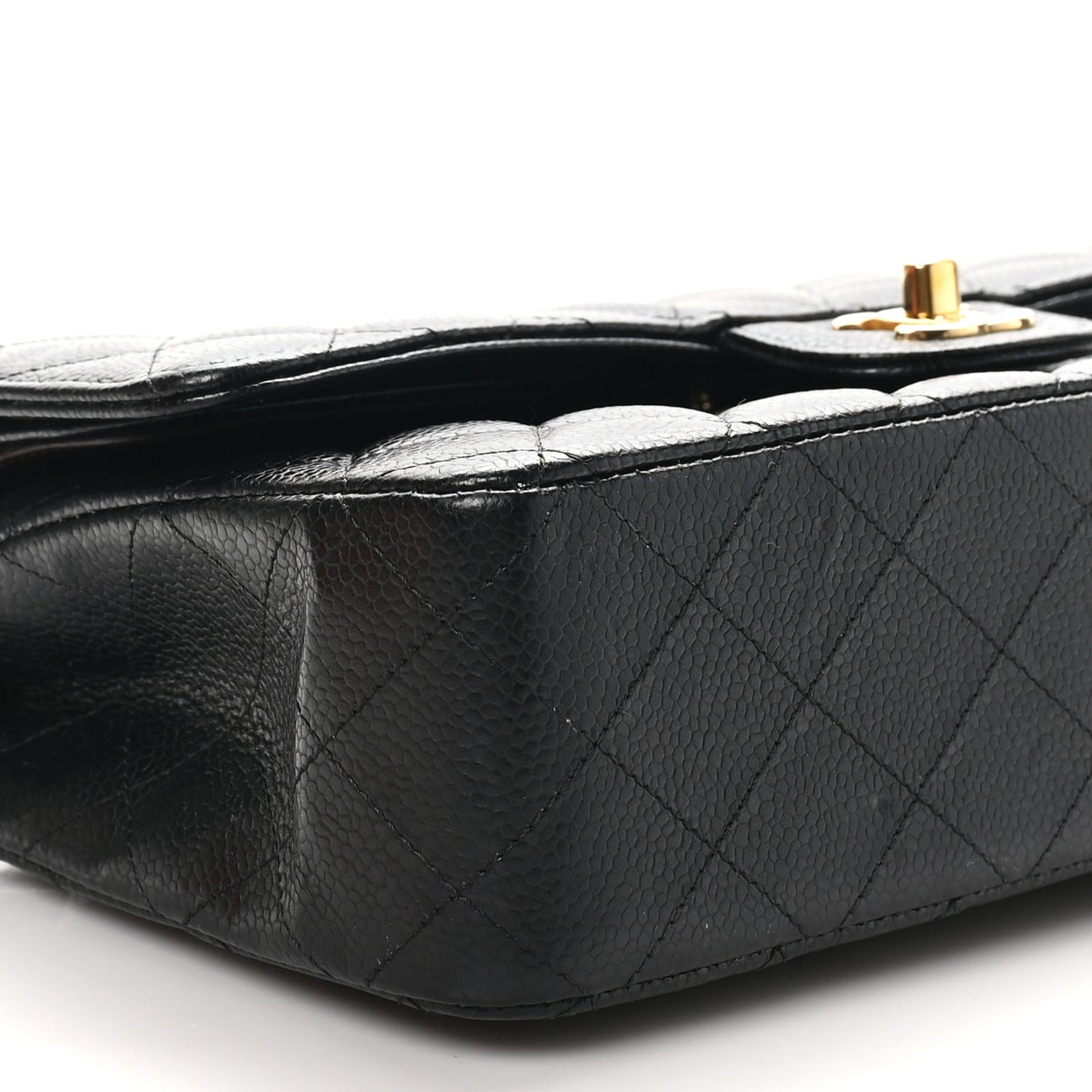 Caviar Quilted Medium Double Flap Black