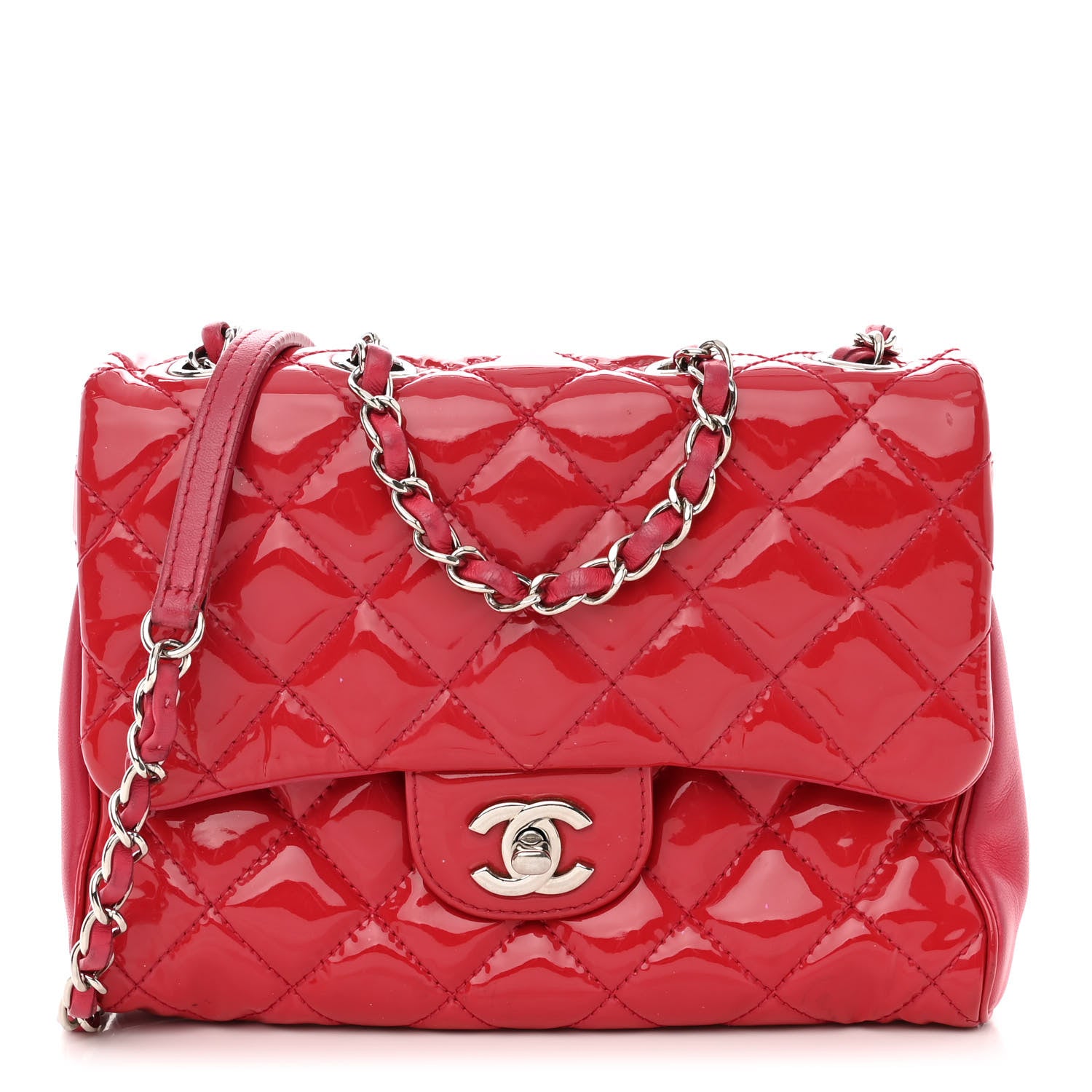 Chanel Patent Quilted Small Rock In Rome Single Flap Dark Pink 1 of 23