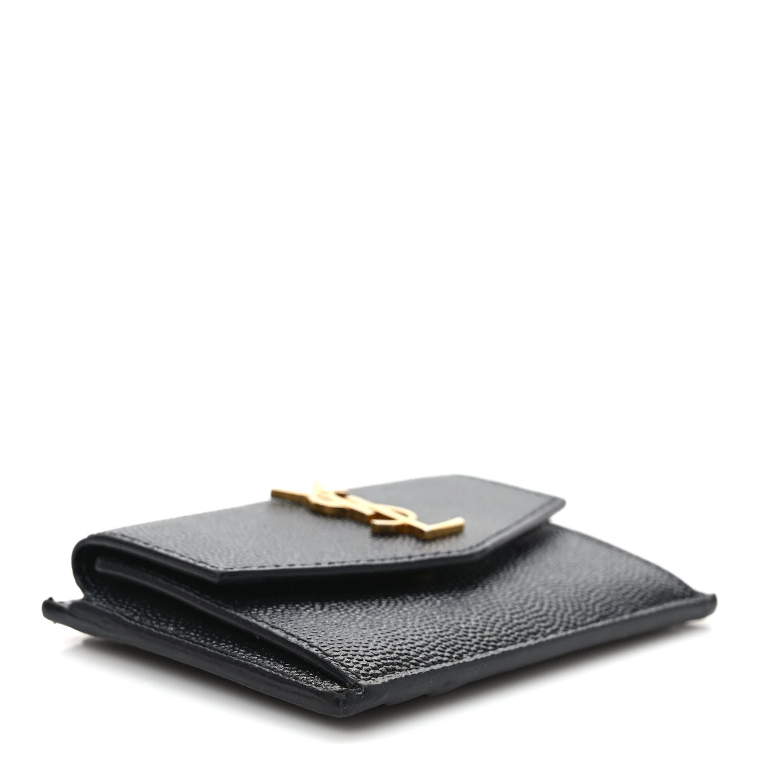 Saint Laurent Grain De Poudre Uptown Monogram Card Case Black 4 of 6