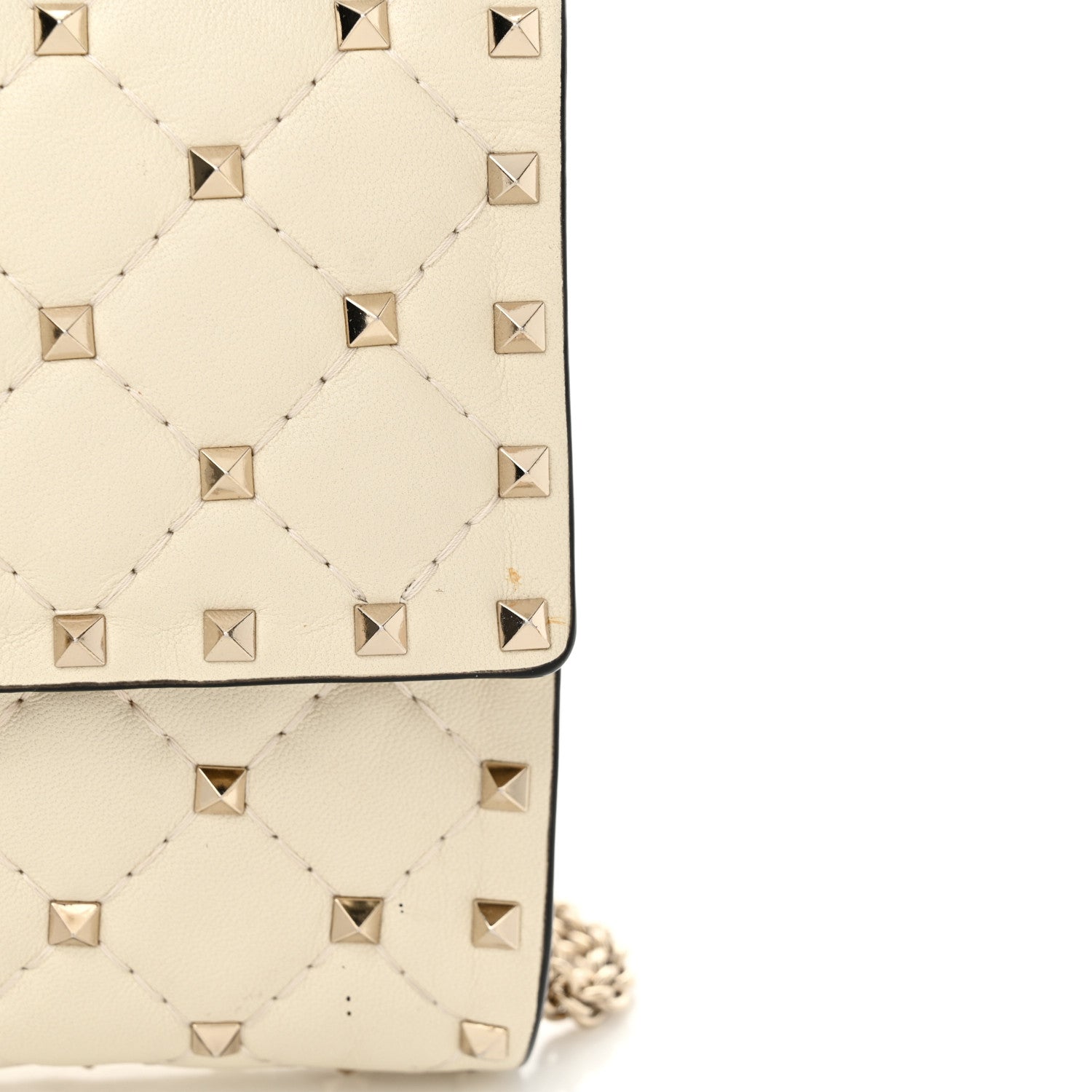 Valentino Garavani Nappa Rockstud Spike Wallet on Chain Light Ivory 15 of 16