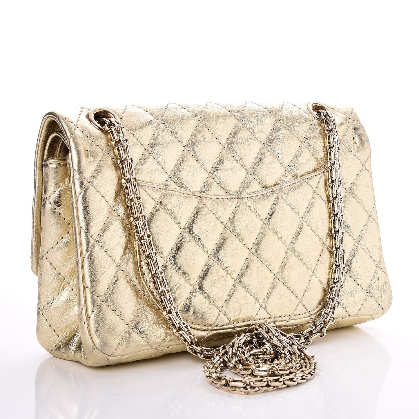 Metallic Aged Calfskin Quilted 2.55 Reissue 225 Flap Gold