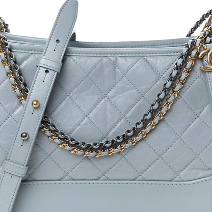 Chanel Aged Calfskin Quilted Medium Gabrielle Hobo Light Blue 10 of 10