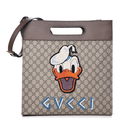 Gucci X DISNEY Soft GG Supreme Monogram Donald Duck Slip Handle Vertical Tote Beige New Acero 1 of 11
