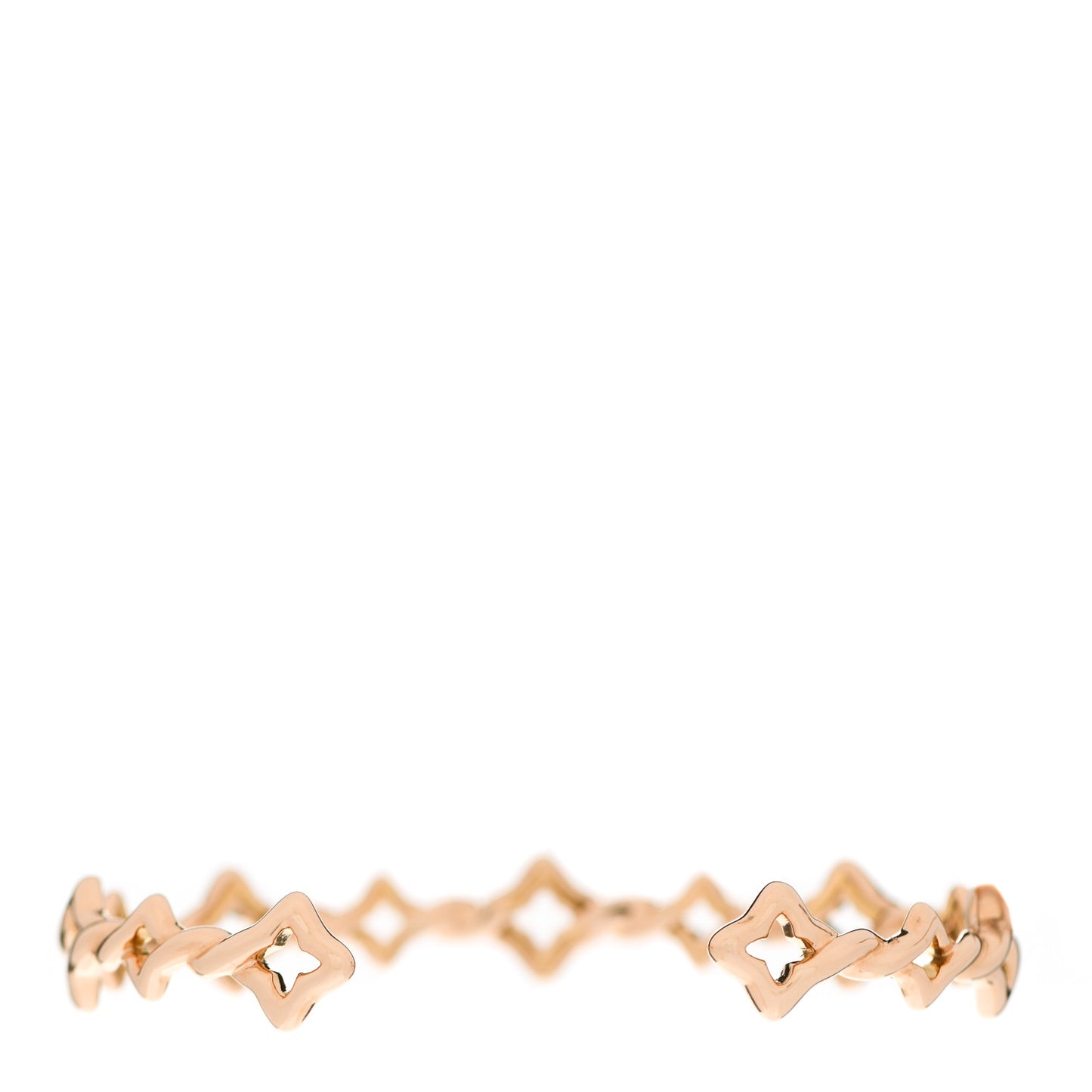 18K Rose Gold Venetian Quatrefoil Single Row Cuff Bracelet
