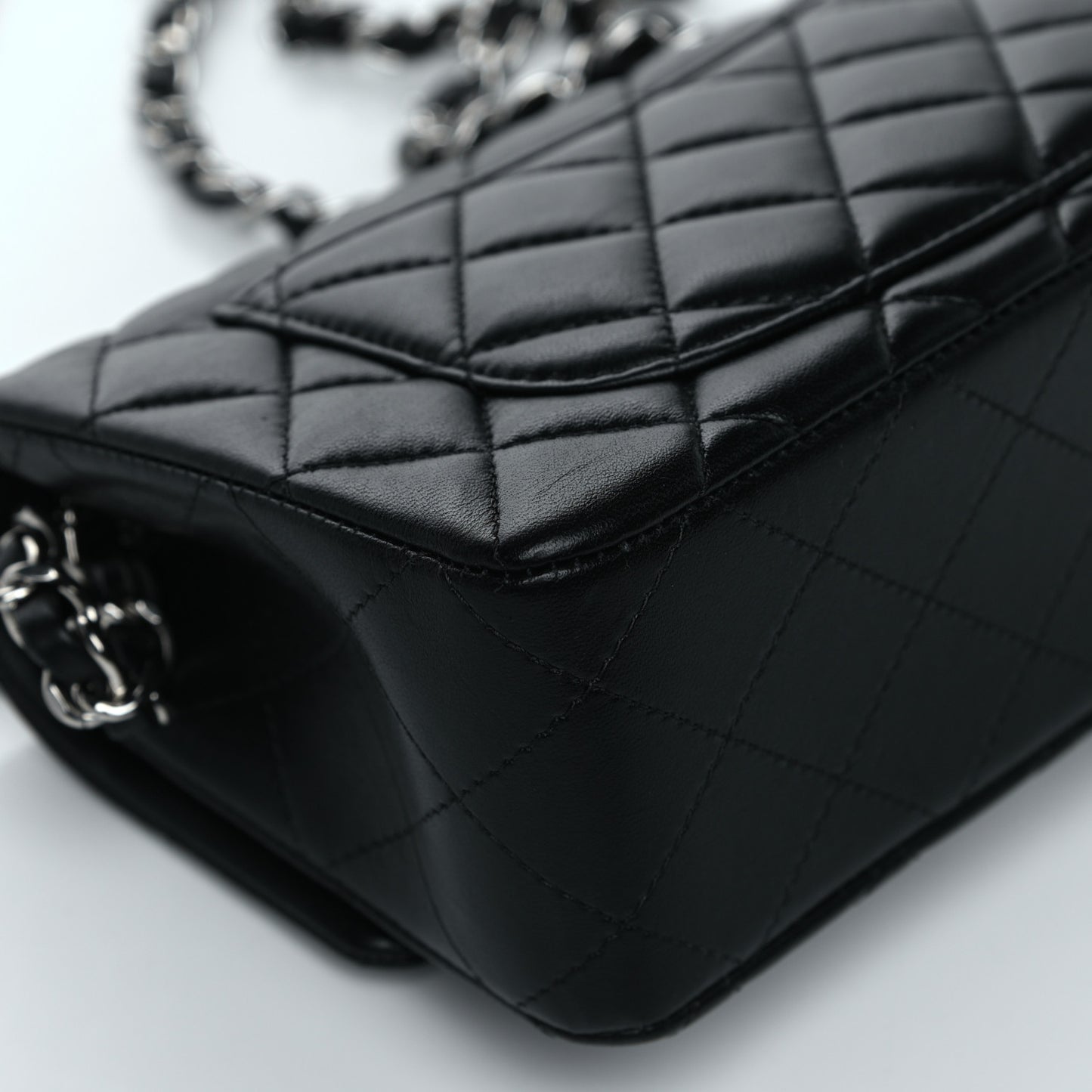 Lambskin Quilted Mini Rectangular Flap Black