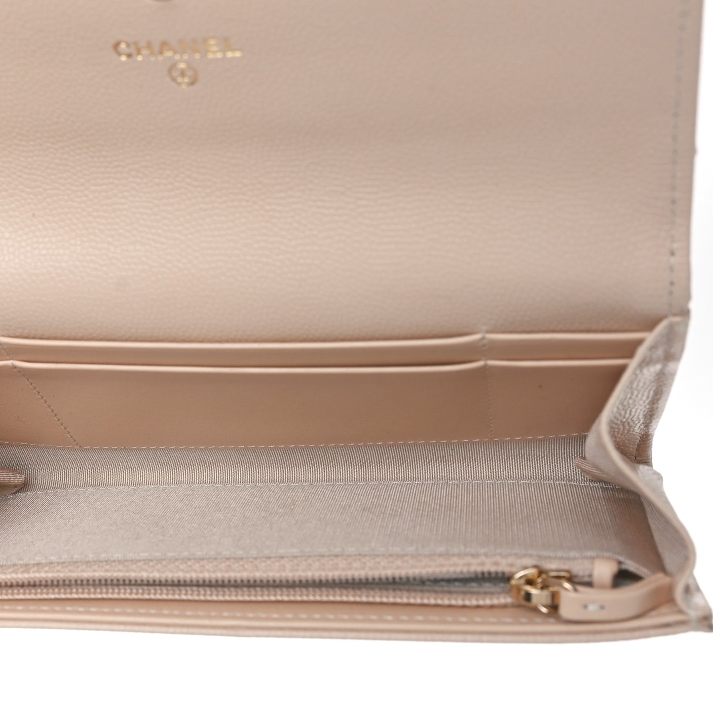 Caviar Pearl Quilted Coco Candy Wallet Beige