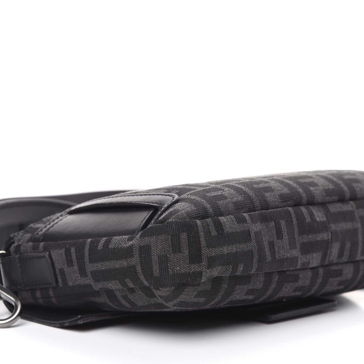 Fendi Recycled Fabric Jacquard Vitello Grace FF 1974 Belt Baguette Bag Asfalto Black 8 of 9