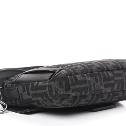 Fendi Recycled Fabric Jacquard Vitello Grace FF 1974 Belt Baguette Bag Asfalto Black 8 of 9