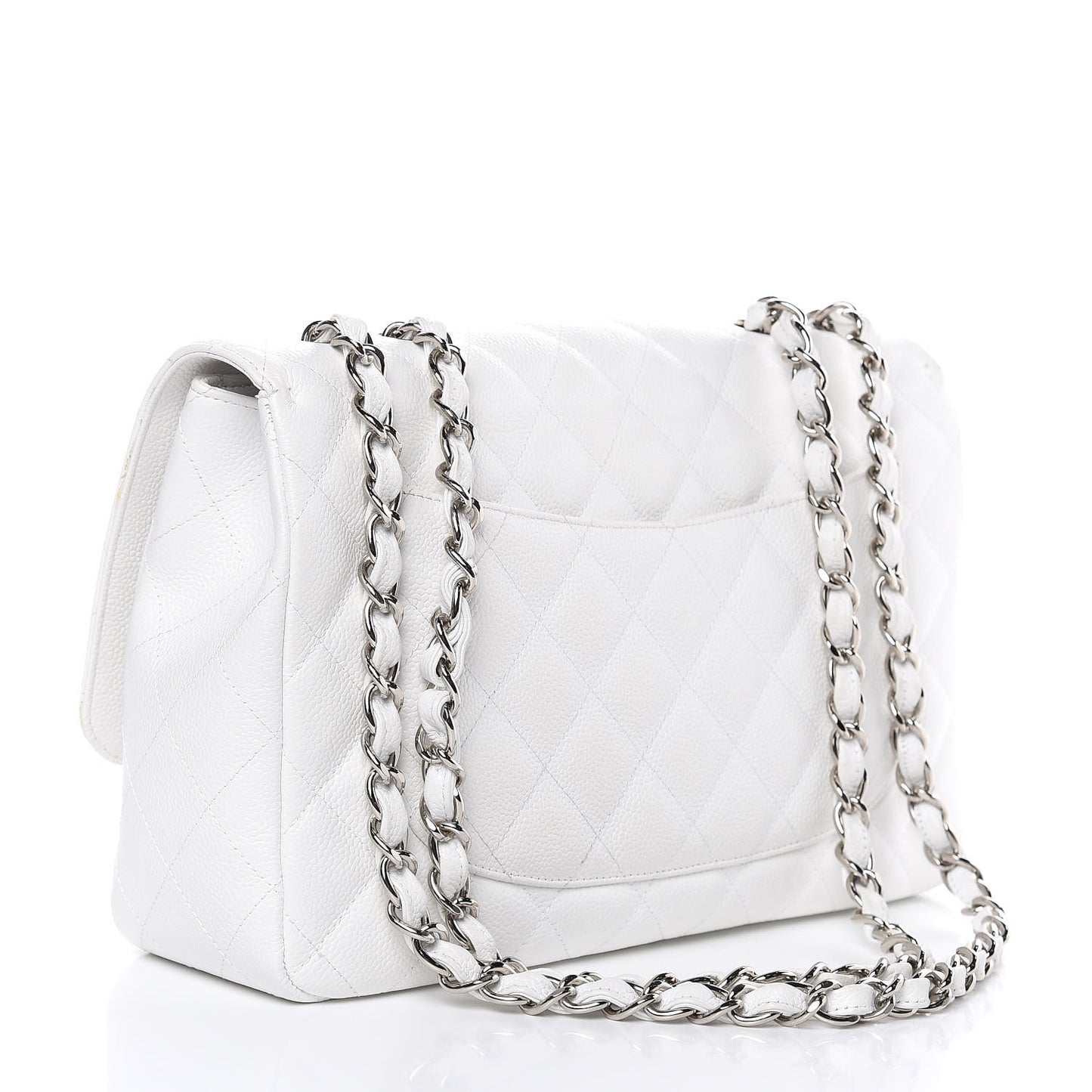Caviar Quilted Jumbo Single Flap White