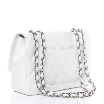 Chanel Caviar Quilted Jumbo Single Flap White 3 of 11
