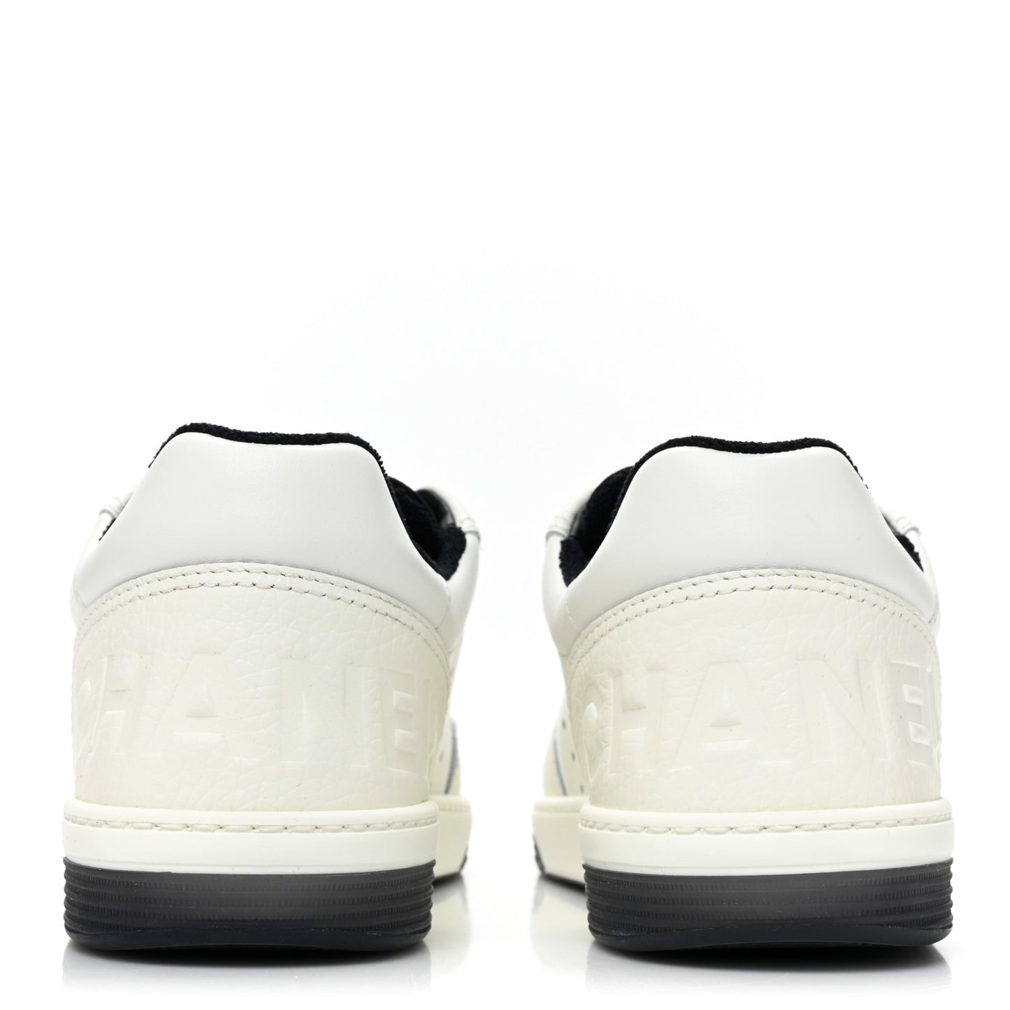 Grained Calfskin Fabric Womens Logo Sneakers 39 White Black
