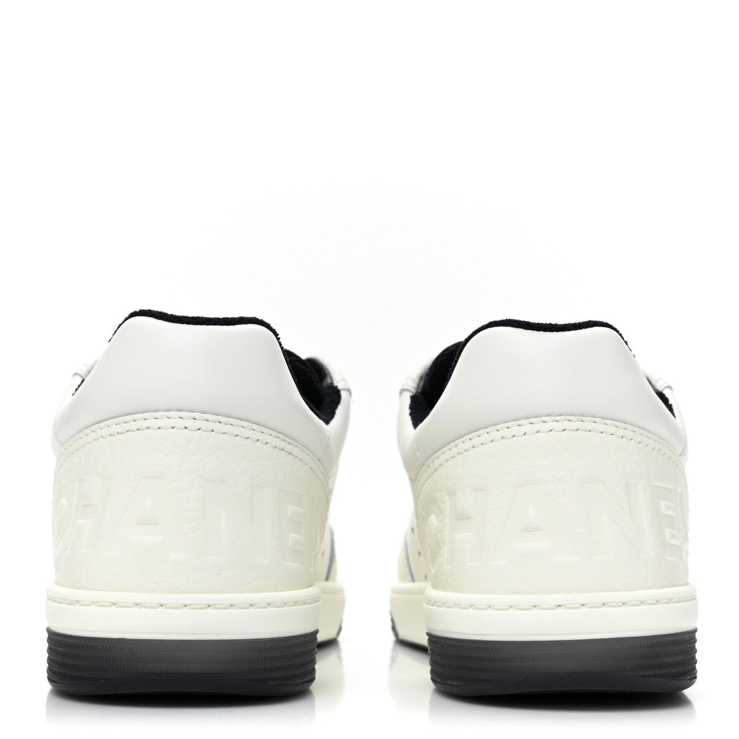 Chanel Grained Calfskin Fabric Womens Logo Sneakers 39 White Black 4 of 10