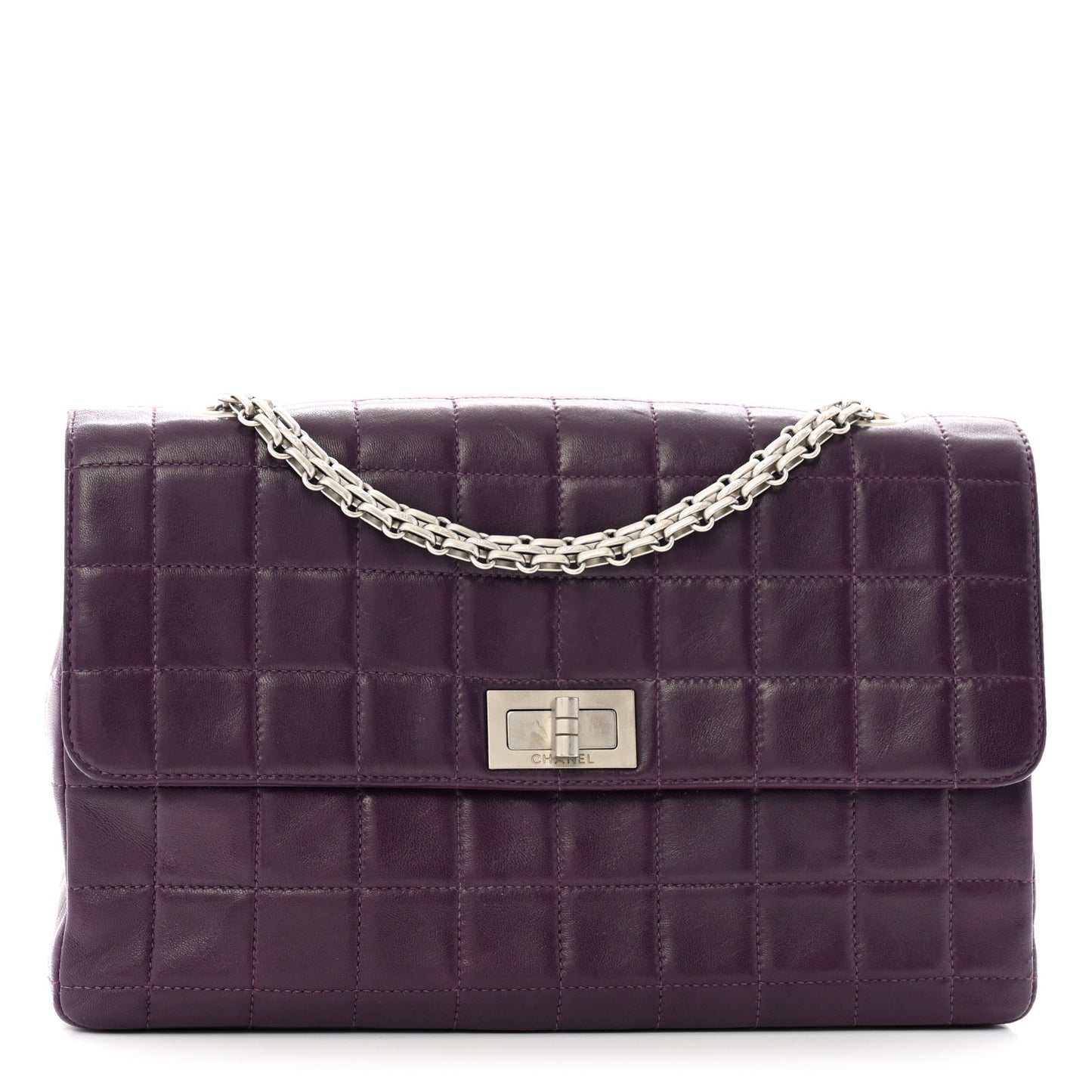 Lambskin Chocolate Bar Mademoiselle Flap Purple