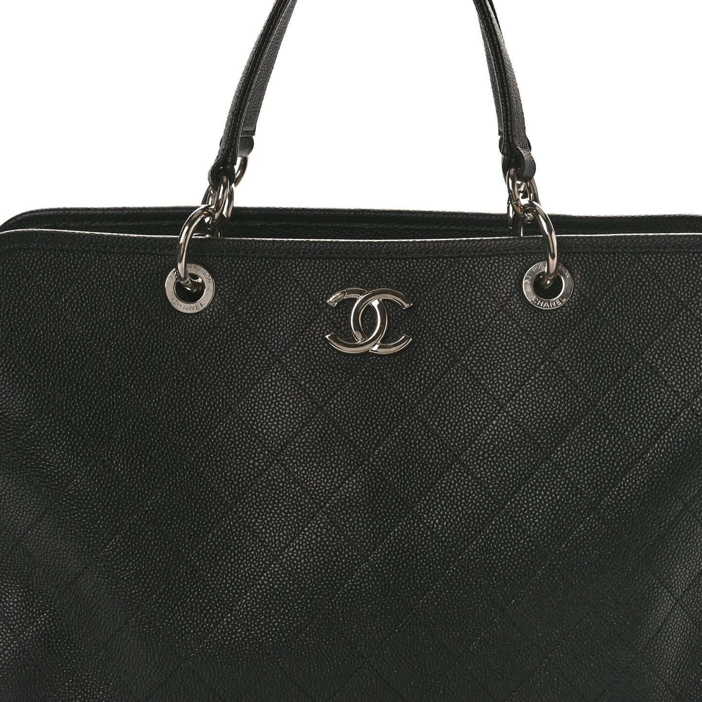 Caviar Stitched Shopping Tote Black