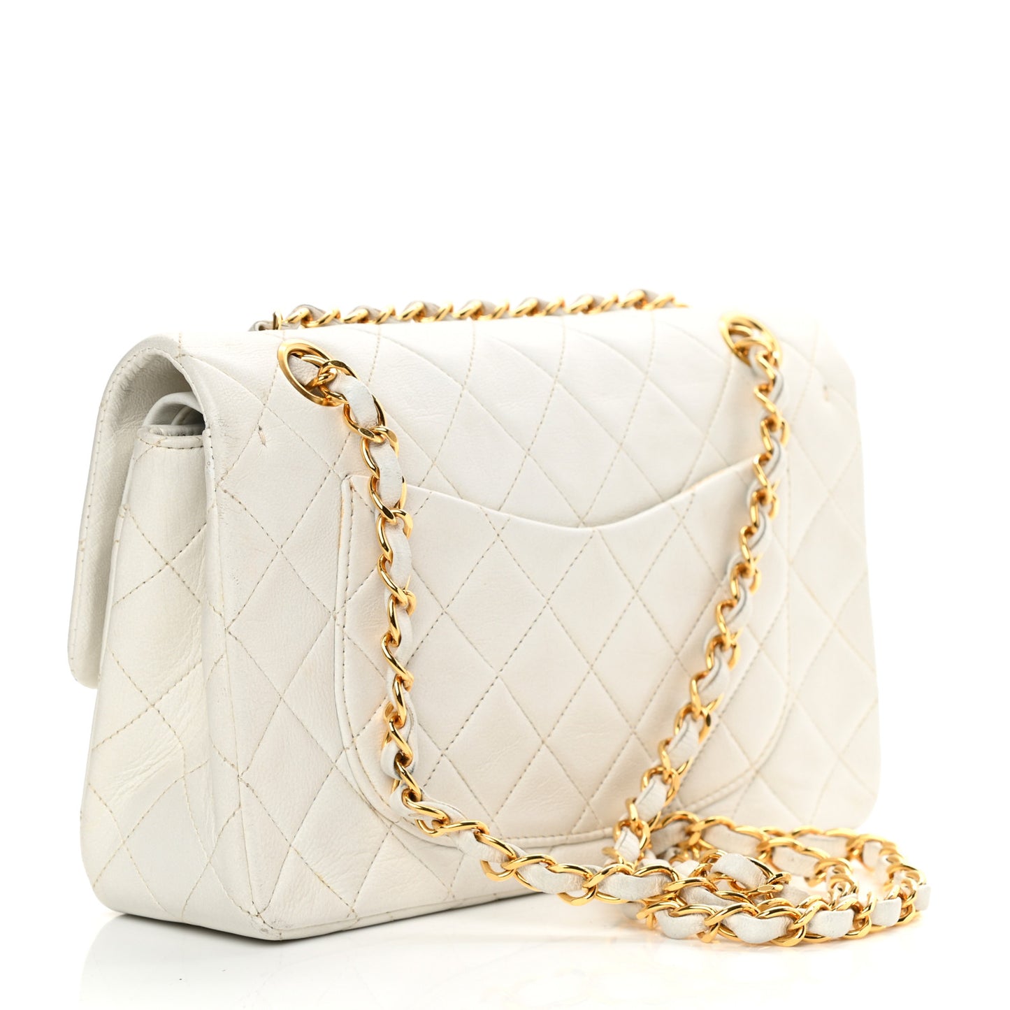 Lambskin Quilted Small Double Flap White