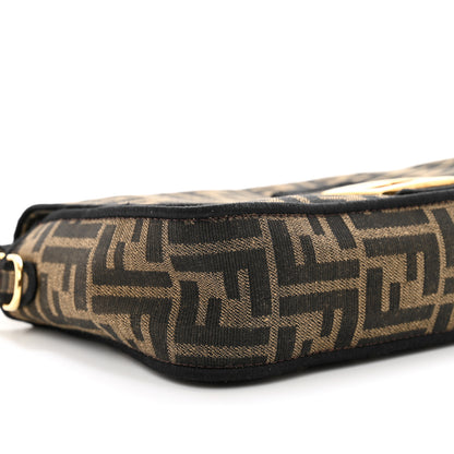 Fendi Fabric Jacquard FF 1974 Medium Baguette Tobacco Moro Black 8 of 9