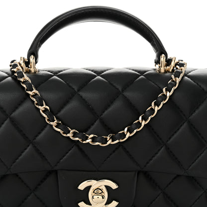 Chanel Lambskin Quilted Mini Top Handle Rectangular Flap Black 8 of 11