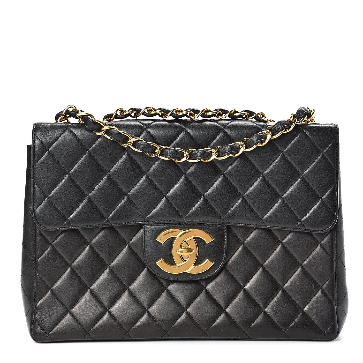 Chanel Lambskin Quilted XL Jumbo Single Flap Black 1 of 17