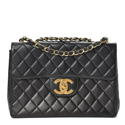 Chanel Lambskin Quilted XL Jumbo Single Flap Black 1 of 17