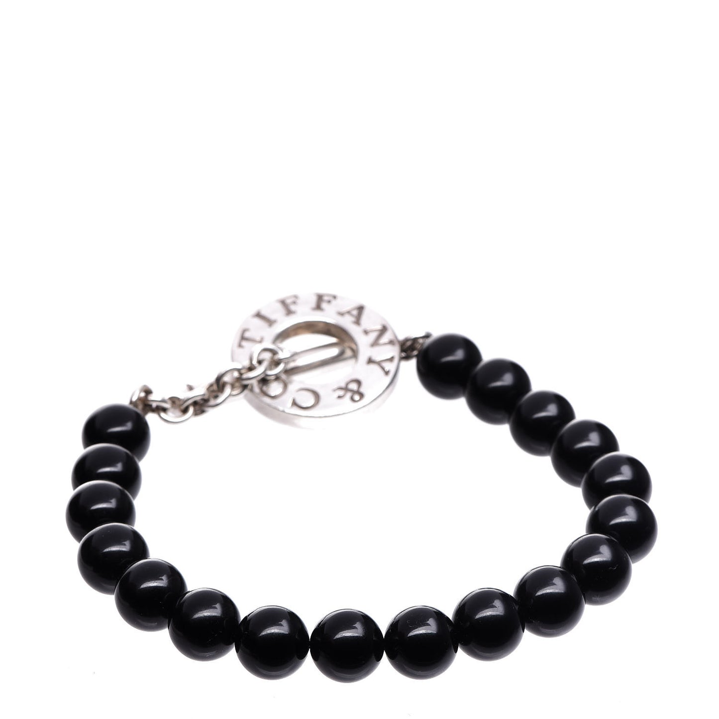 Sterling Silver Black Onyx Bead Toggle Bracelet