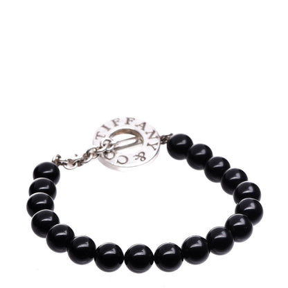 Tiffany Sterling Silver Black Onyx Bead Toggle Bracelet 1 of 4