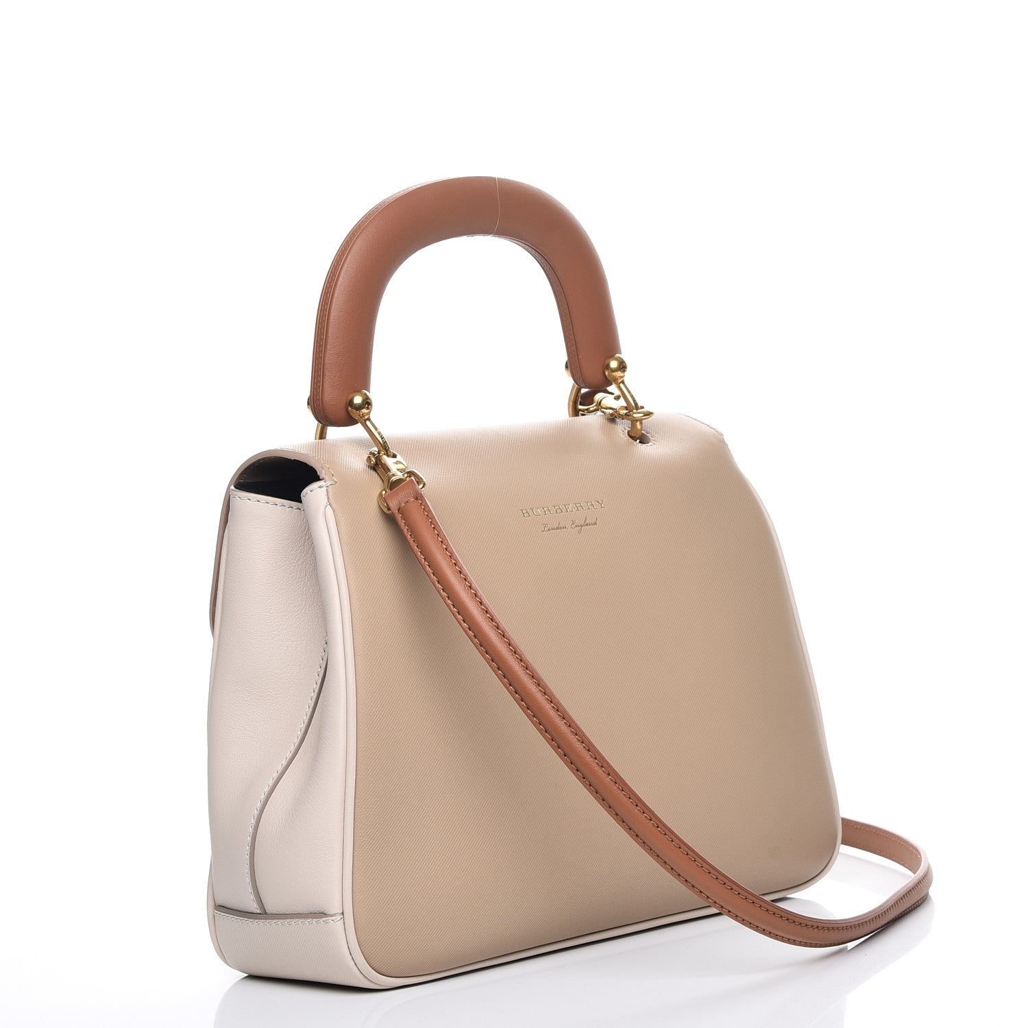 Burberry Trench Calfskin Medium DK88 Top Handle Bag Limestone Honey 4 of 9