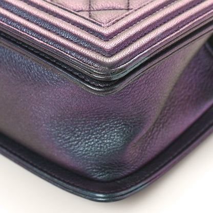 Chanel Iridescent Goatskin Quilted Medium Boy Flap Purple 9 of 9