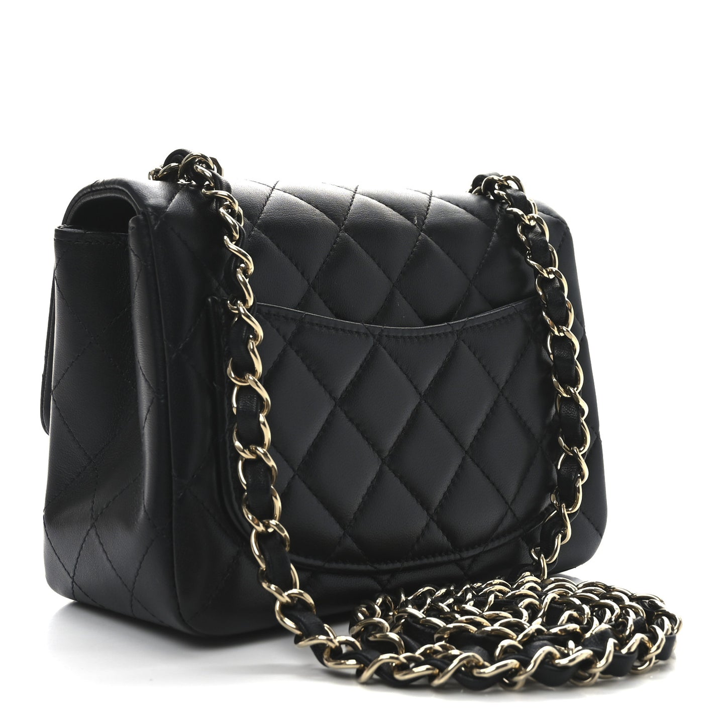 Lambskin Quilted Mini Square Flap Black