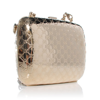Gucci Metal Guccissima Dragonfly Minaudiere Clutch Gold 3 of 11