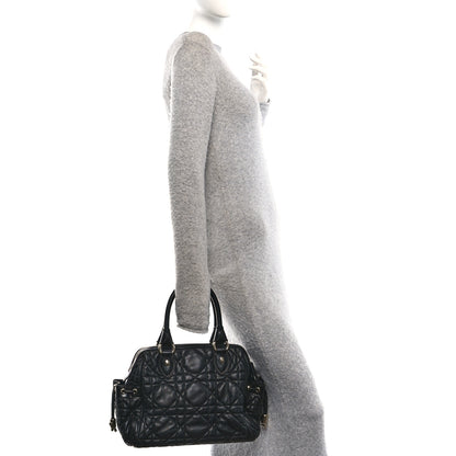 Christian Dior Lambskin Cannage Side Pocket Satchel Black 2 of 12