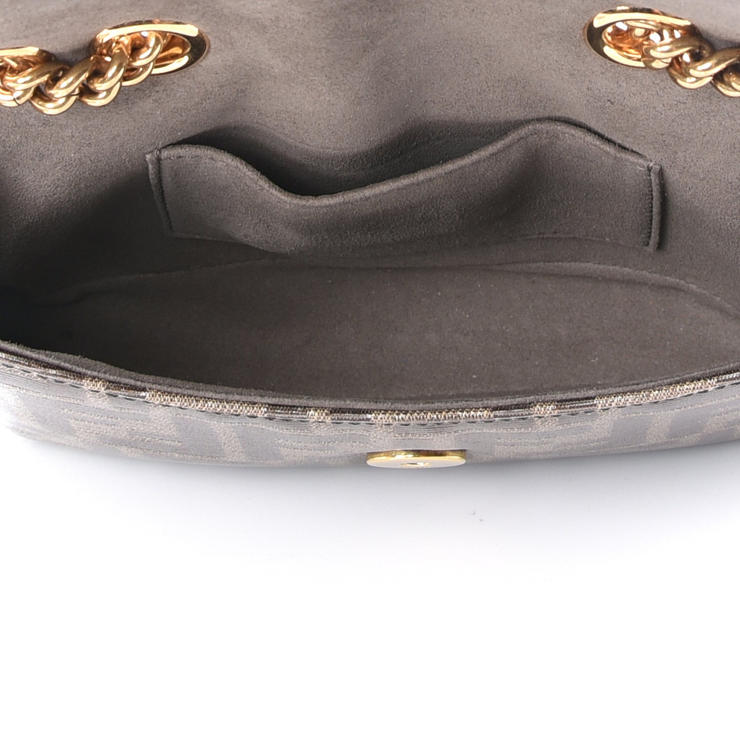 Glazed Fabric Vitello Century FF 1974 Stamp Patch Mini Double F Crossbody Bag Mogano Panna Black