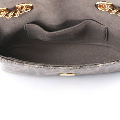 Fendi Glazed Fabric Vitello Century FF 1974 Stamp Patch Mini Double F Crossbody Bag Mogano Panna Black 4 of 12