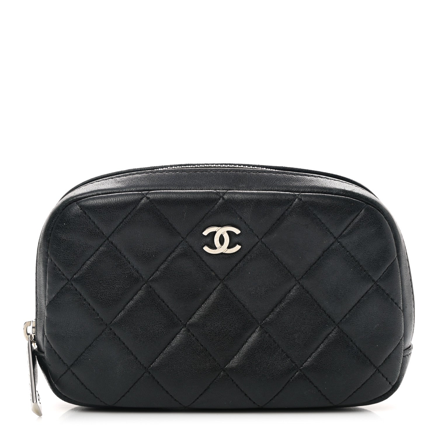 Chanel Lambskin Quilted Small Curvy Pouch Cosmetic Case Black 1 of 7
