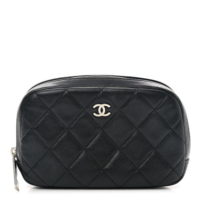 Chanel Lambskin Quilted Small Curvy Pouch Cosmetic Case Black 1 of 7