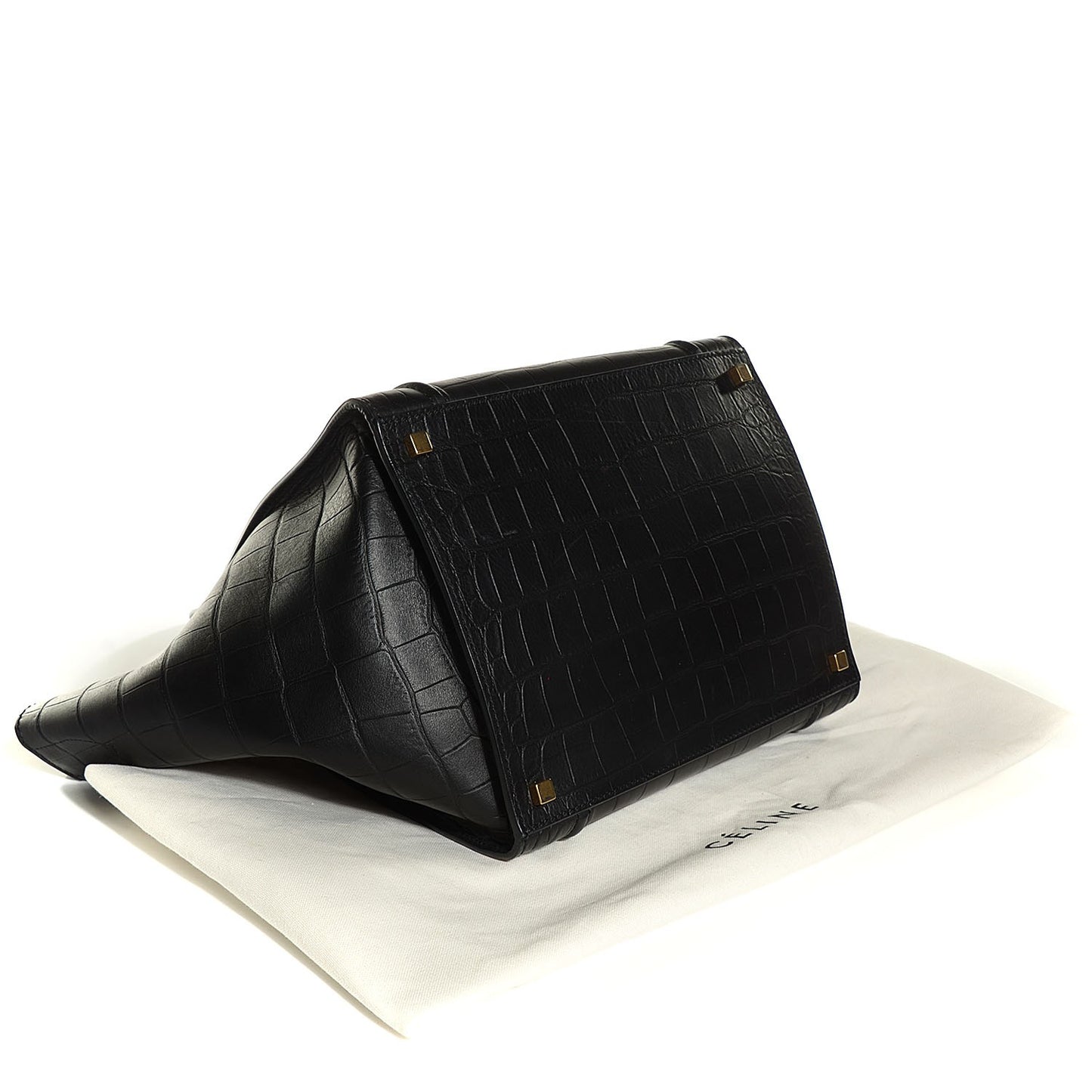 Crocodile Embossed Calfskin Medium Phantom Luggage Black
