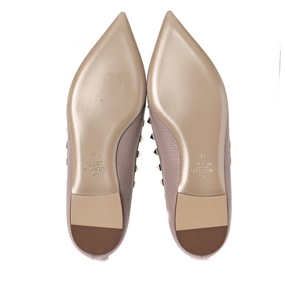Valentino Garavani Pebbled Calfskin Rockstud Ballerina Flats 38 Poudre 5 of 12