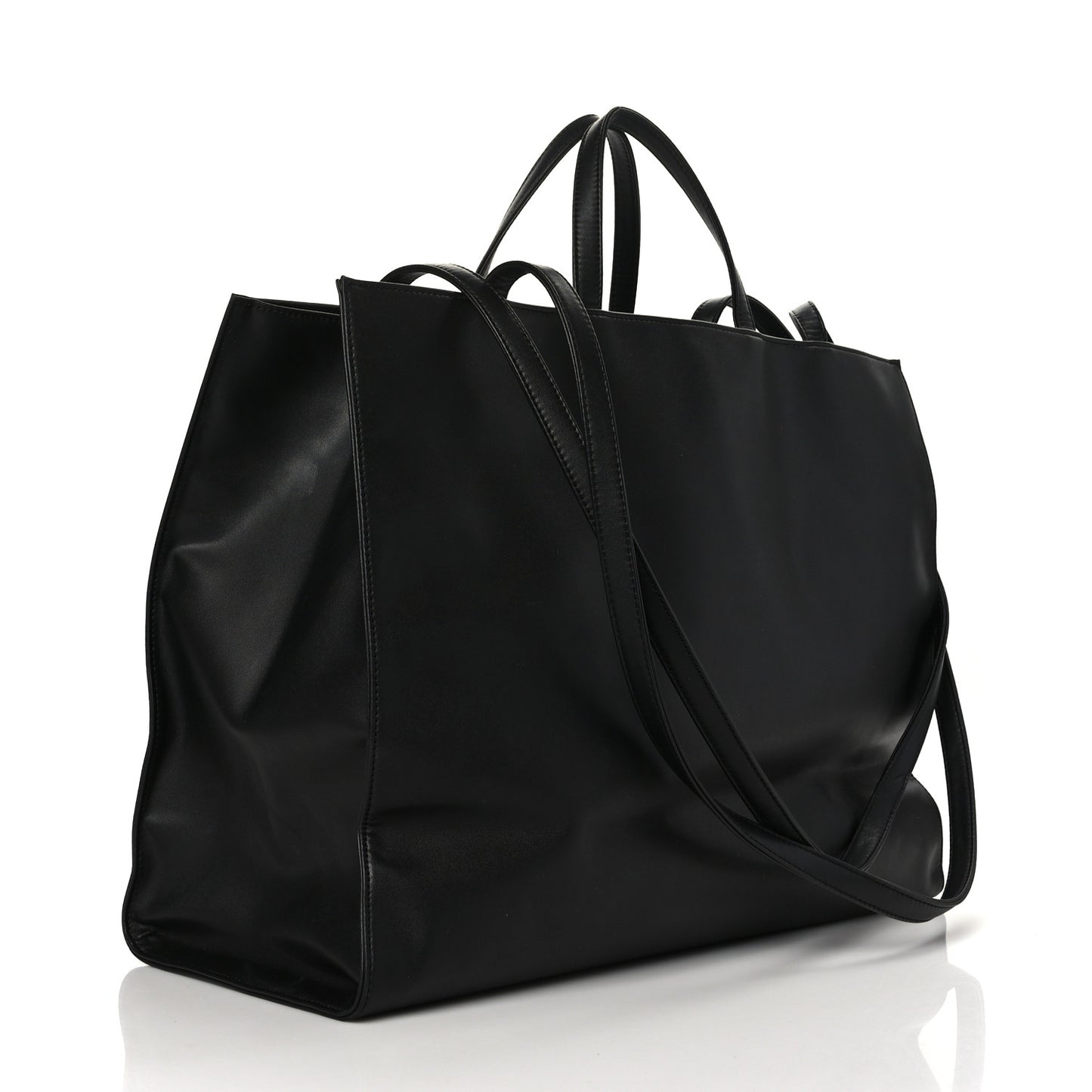 Vegan Leather Large Shopping Bag Black
