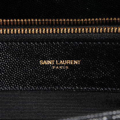 Saint Laurent Grain De Poudre Matelasse Chevron Monogram Shopping Bag Black 8 of 9