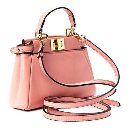 Fendi Shiny Nappa Micro Peekaboo Iconic Satchel Pink 3 of 12