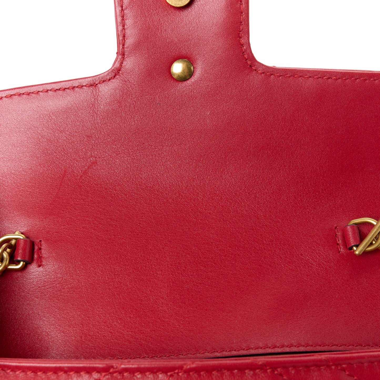 Calfskin Matelasse Super Mini GG Marmont Shoulder Bag Hibiscus Red