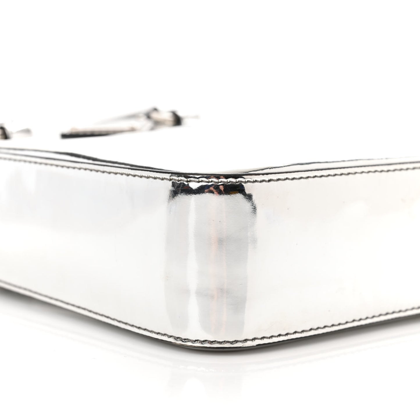 Spazzolato Triangle Small Double Handle Crossbody Tote Argento
