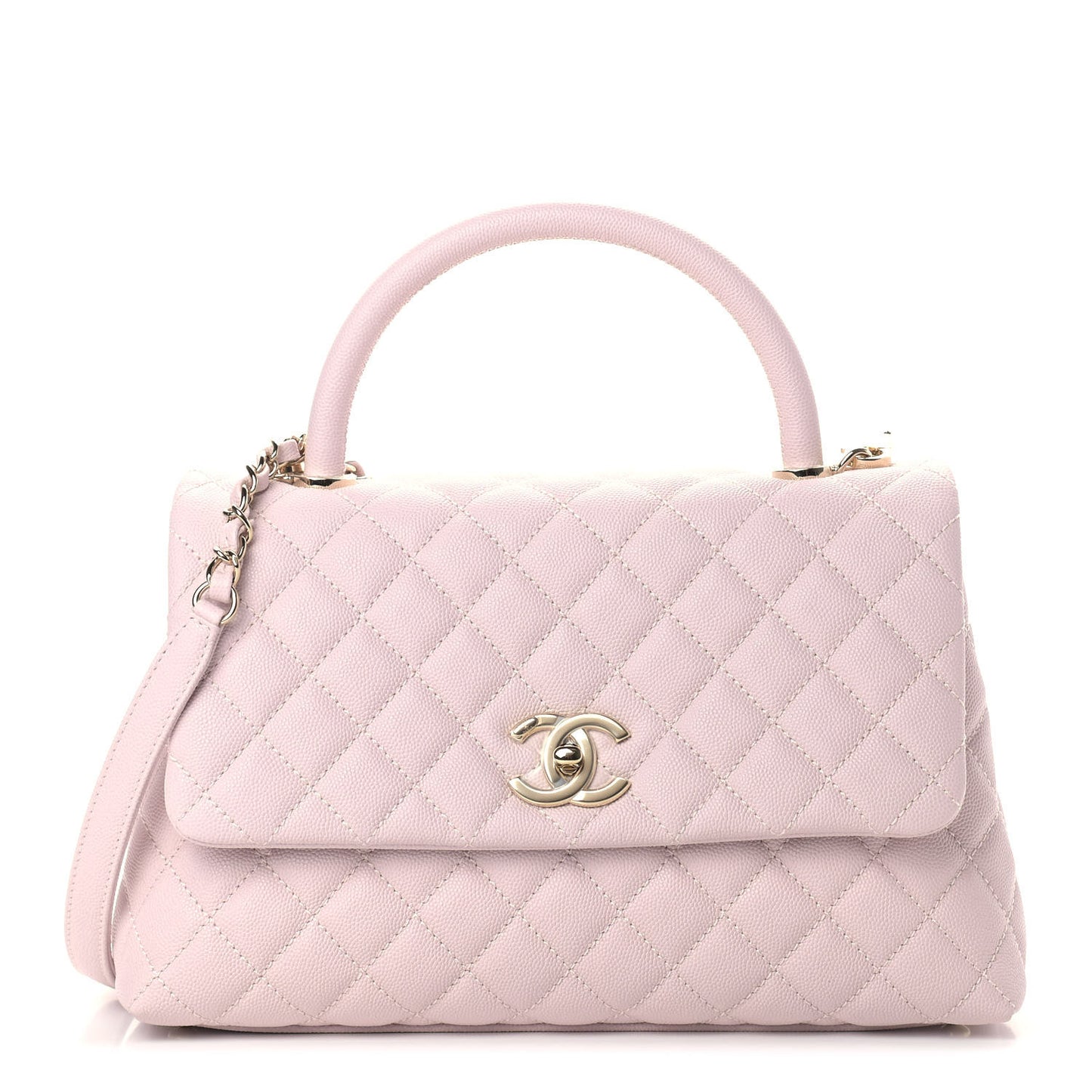 Caviar Quilted Small Coco Handle Flap Light Pink