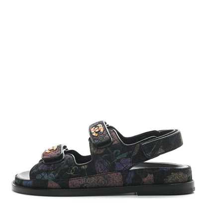 Chanel Denim Quilted Dad Sandals 36 Black Multicolor 1 of 8