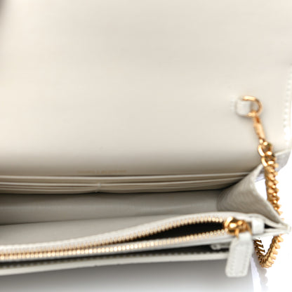 Saint Laurent Calfskin Crocodile Embossed Monogram Sunset Chain Wallet Blanc Vintage 4 of 10