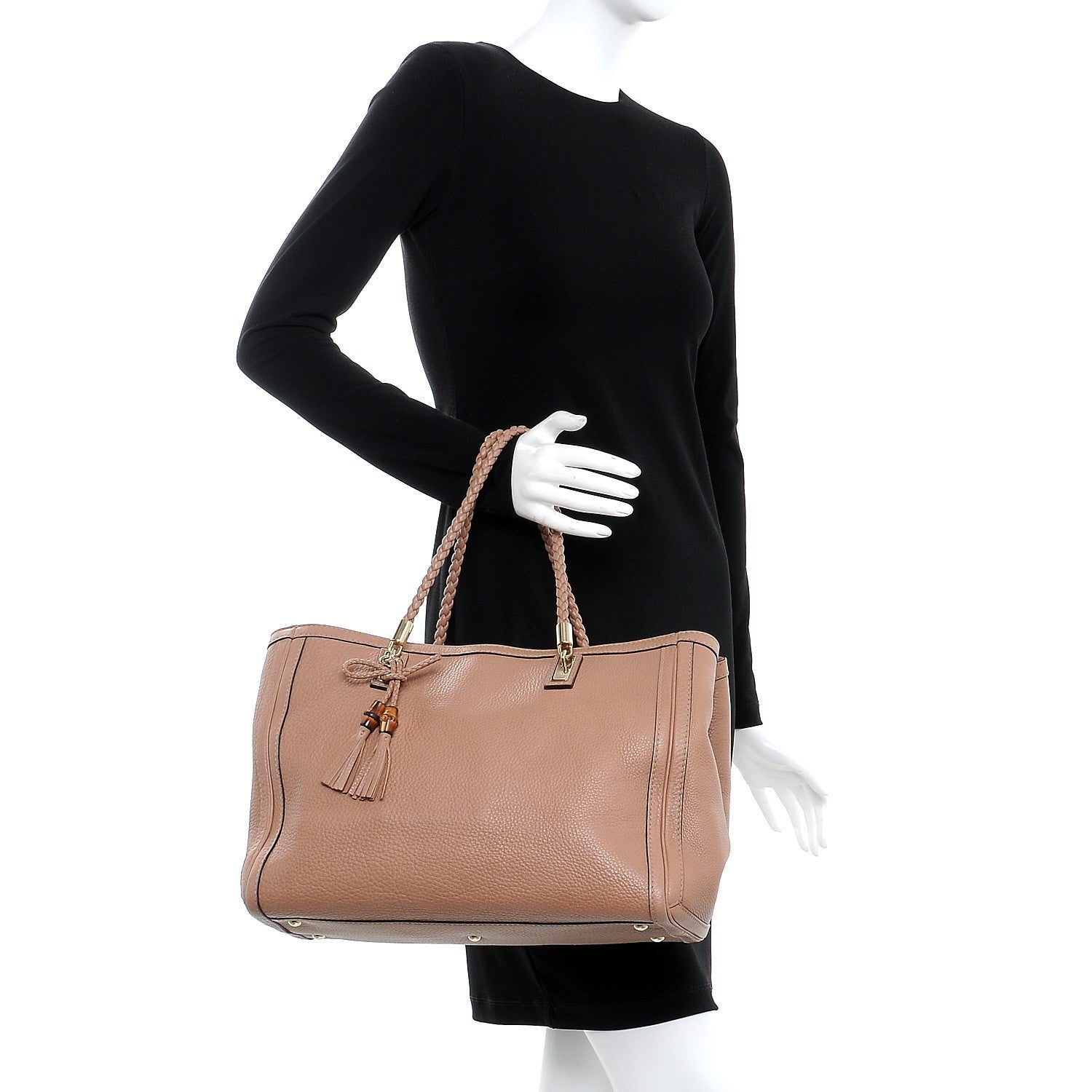 Gucci Pebbled Calfskin Medium Bella Tote Rose Beige 2 of 12