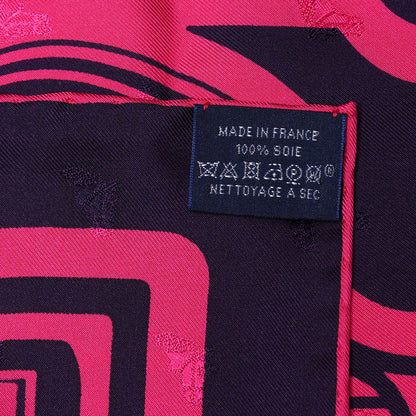 Hermes Silk Les Coupes Tattoo Scarf 70 Rose Vif Marine 3 of 4