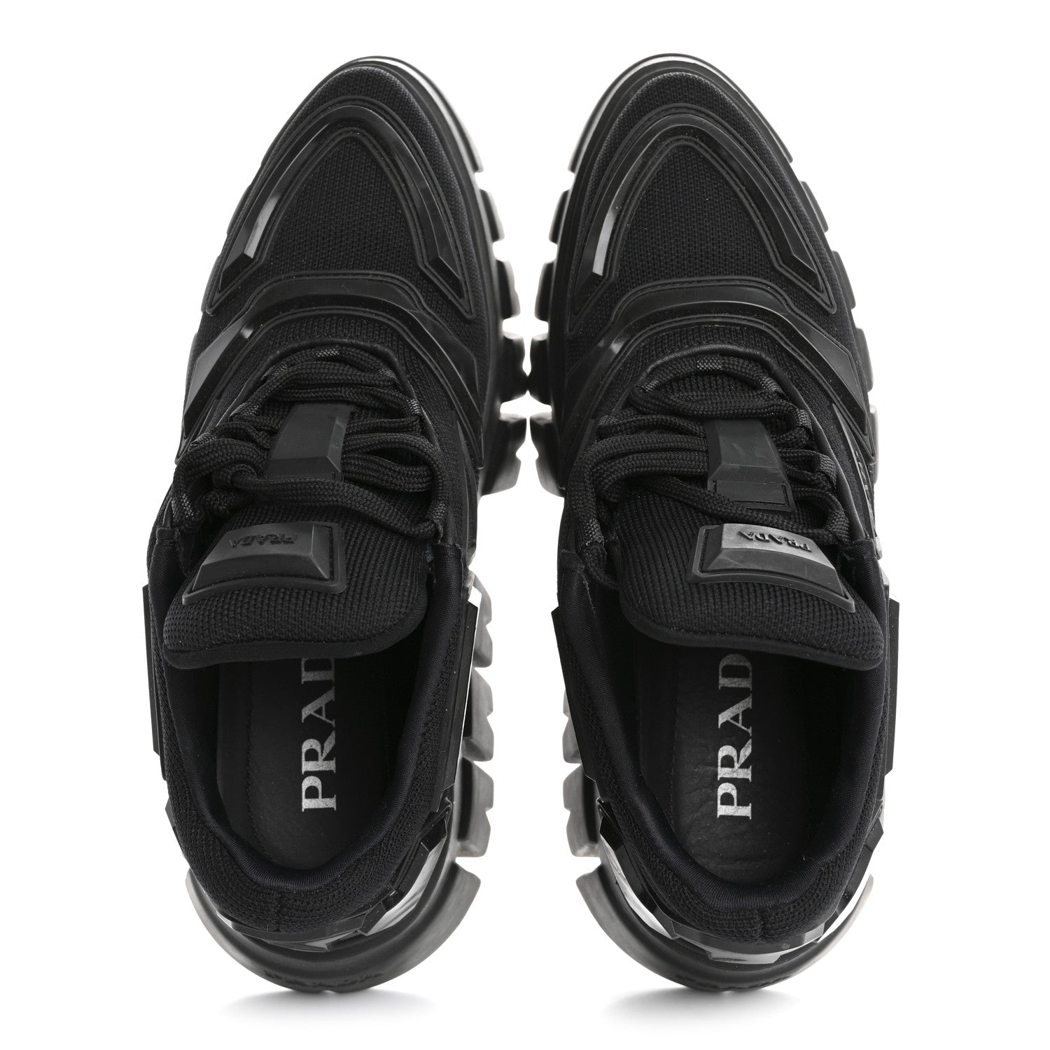 Prada Rubber Technical Knit Fabric Triangle Logo Evolution 55mm Sneakers 35.5 Black 2 of 10