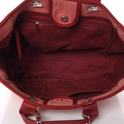 Chanel Canvas Large Deauville Tote Red 6 of 11